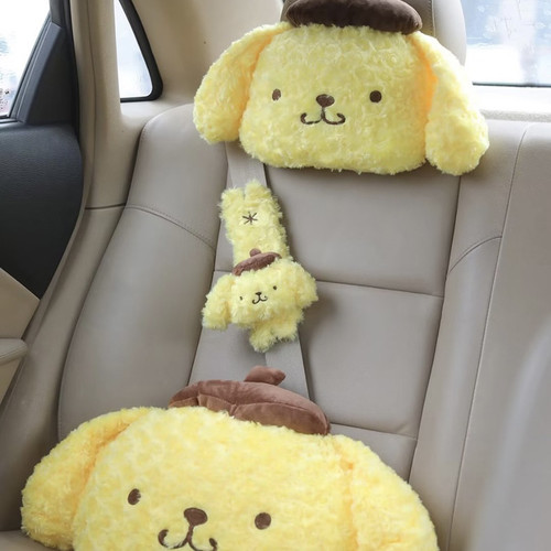 日系布丁狗汽车头枕座椅护颈枕车载腰枕靠枕抱枕可爱毛绒车内饰品