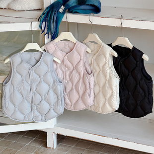 优系儿童羽绒马甲中大童宝宝轻薄背心秋冬季男女童内胆羽绒服薄款