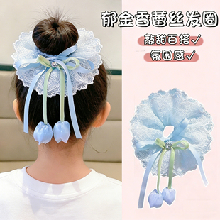 儿童蕾丝发圈女孩春夏季漂亮头饰花朵发饰丸子头松紧发绳蝴蝶头绳