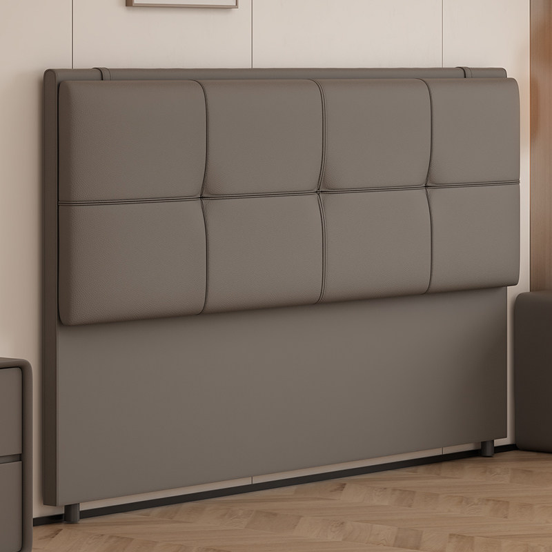 床头软包靠背板2025新款意式简约现代落地薄款双人床头板实木单买