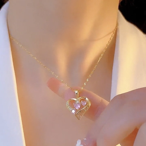 甜美爱心项链女夏LOVE心形锁骨链