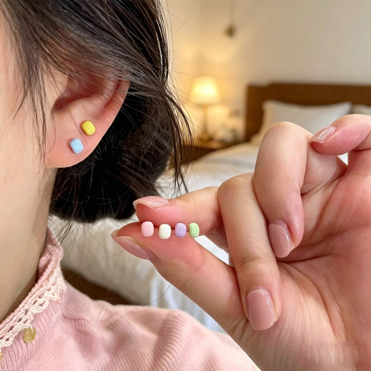 多巴胺糖果色耳钉耳环女