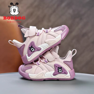 巴布豆女童冬季运动鞋中大防滑儿童老爹鞋2024年新款春秋女孩网鞋