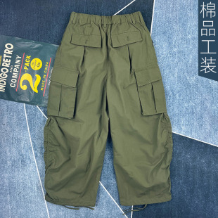 高街宽松阔腿大口袋直筒工装 山系日系户外港风潮流街舞束脚拖地裤