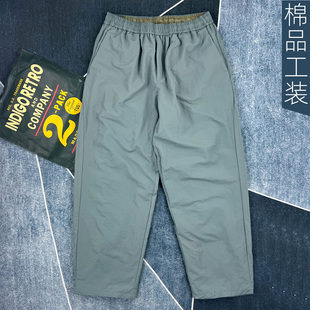 男松紧腰阔腿长裤 风宽松直筒休闲裤 潮 保暖日系工装 加绒加厚秋冬季
