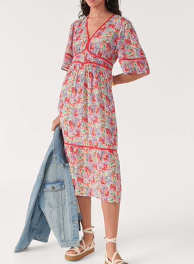 美国官网订购 ba&sh AQUILA迷笛连衣裙V领女式连衣裙1E23AQUI