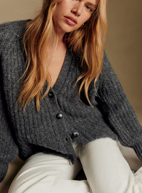 sezane GILET BASILE 法国代购经典款羊毛粗线钩编针织开衫毛衣