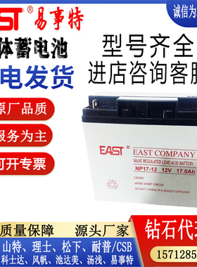 EAST易事特蓄电池NP12V17AH18AH24AH-12铅酸免维护UPS电源EPS应急