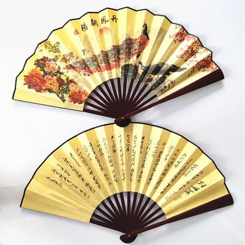折扇汉服10绫绢花鸟古典