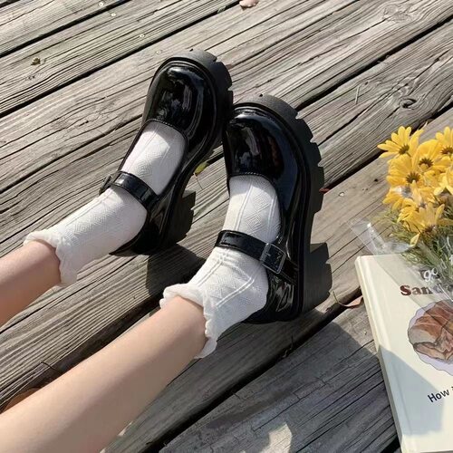 圆头小皮鞋女英伦风2026春日系jk制服黑色厚底一字扣玛丽珍鞋单鞋