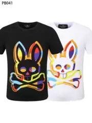 Fashionable Brand Psycho Bunny Skull Rabbit Men's T-Shirt Rogue Rabbit Round Neck European and American Street Trendy Couple Model Pb Men's t