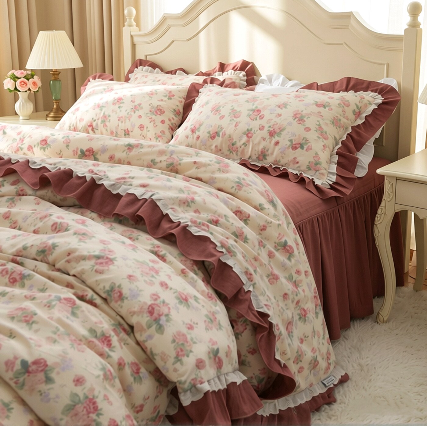 凯瑟琳-法式韩式公主风田园碎花纯棉床裙款床上用品被套四件套