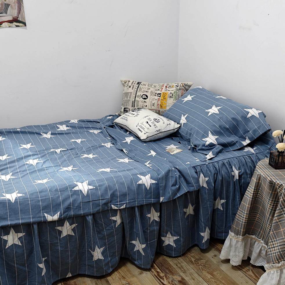 欧式韩式帅气公主风纯棉全棉床裙款床上用品被套三件套1.2床用