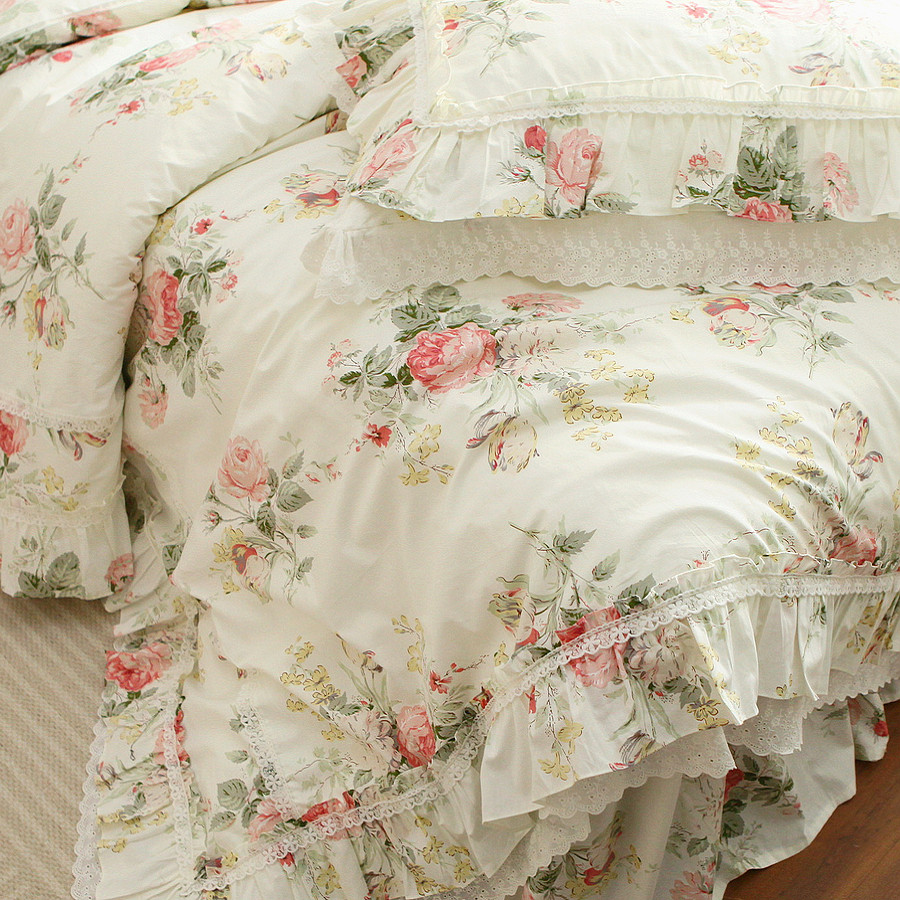 韩式公主风法式小清新复古蕾丝全棉纯棉床裙式床上用品被套四件套