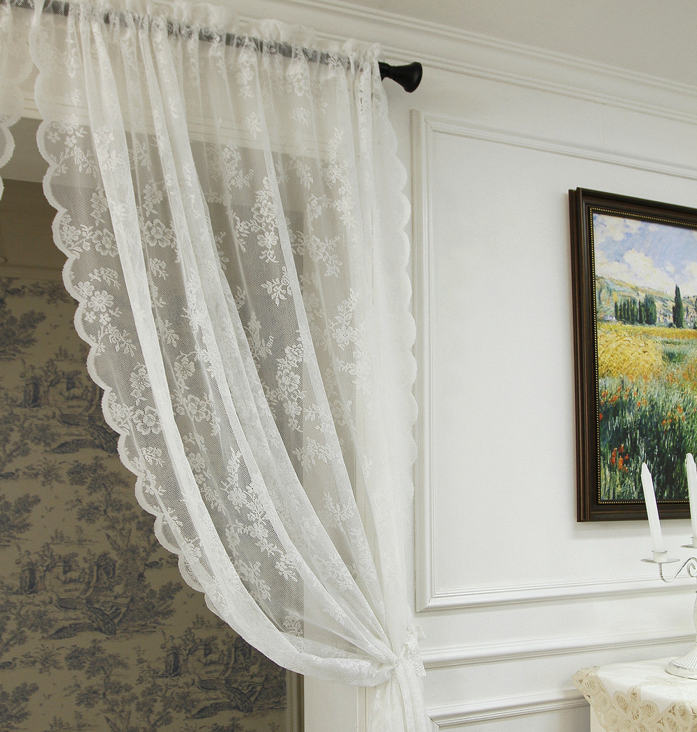 美式法式绣花亚麻高档刺绣百搭窗纱 卧室阳台飘窗窗帘纱帘(定制)