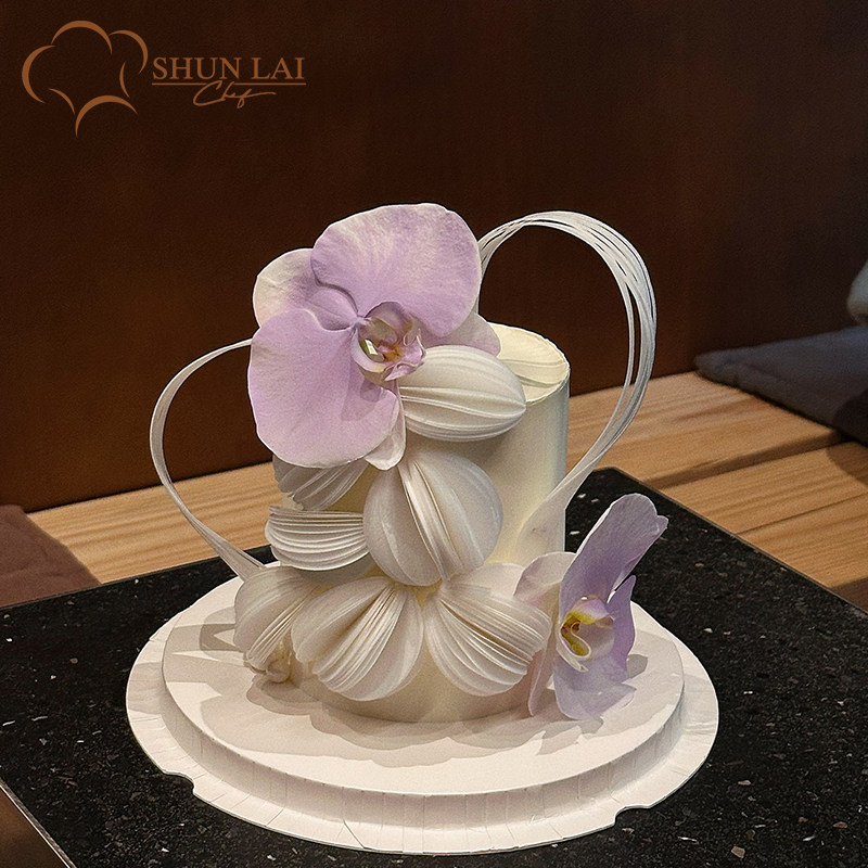 生日蝴蝶兰高级艺术ins动物奶油风威化纸女神定制蛋糕广州同城