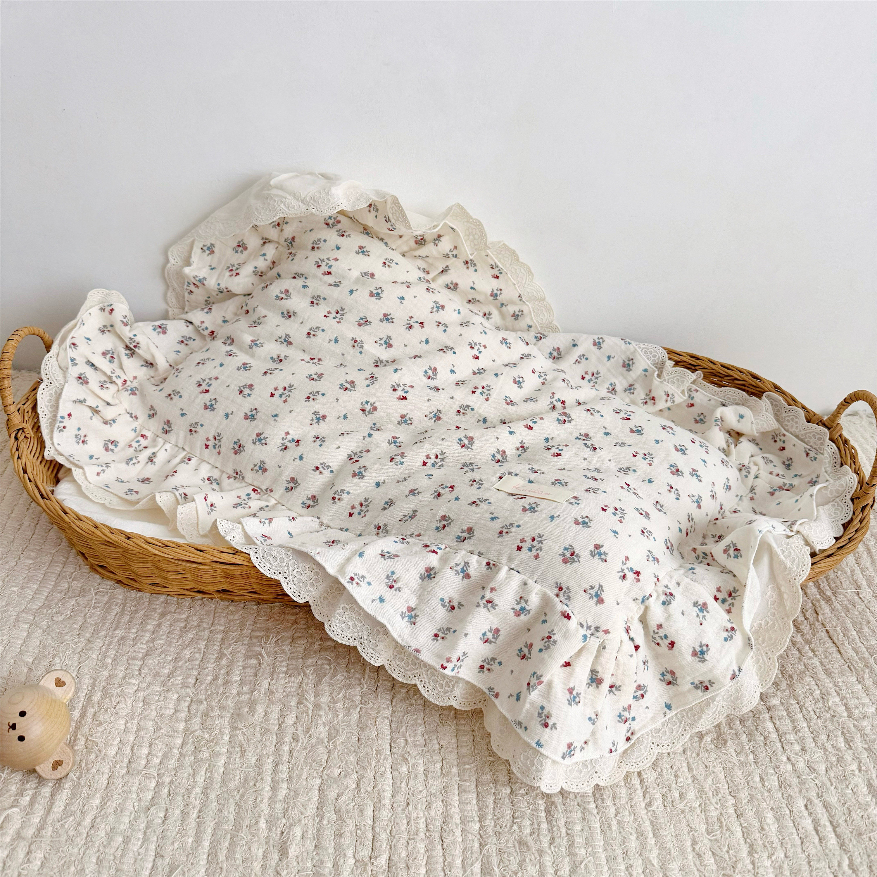 韩式蕾丝边婴儿幼儿园枕套 儿童乳胶枕头套纯棉纱布单人枕套包邮