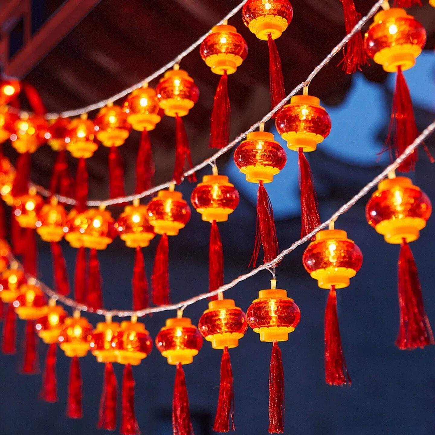 led新年水晶灯笼小彩灯闪灯串灯满天星春节家用过年红灯笼装饰灯