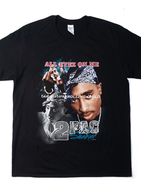 正版Tupac 2PAC图派克vintage说唱嘻哈摇滚乐队短袖T恤e 官方现行