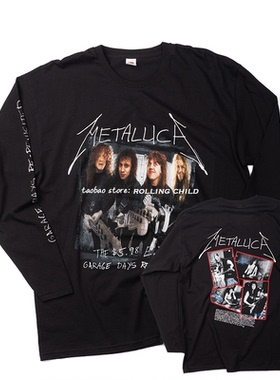 正版Metallica乐队复古vintage重金属摇滚长袖T恤c 官方现行美版