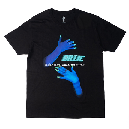 正版Billie Eilish碧梨周边vintage说唱嘻哈摇滚短袖T恤e官方现行