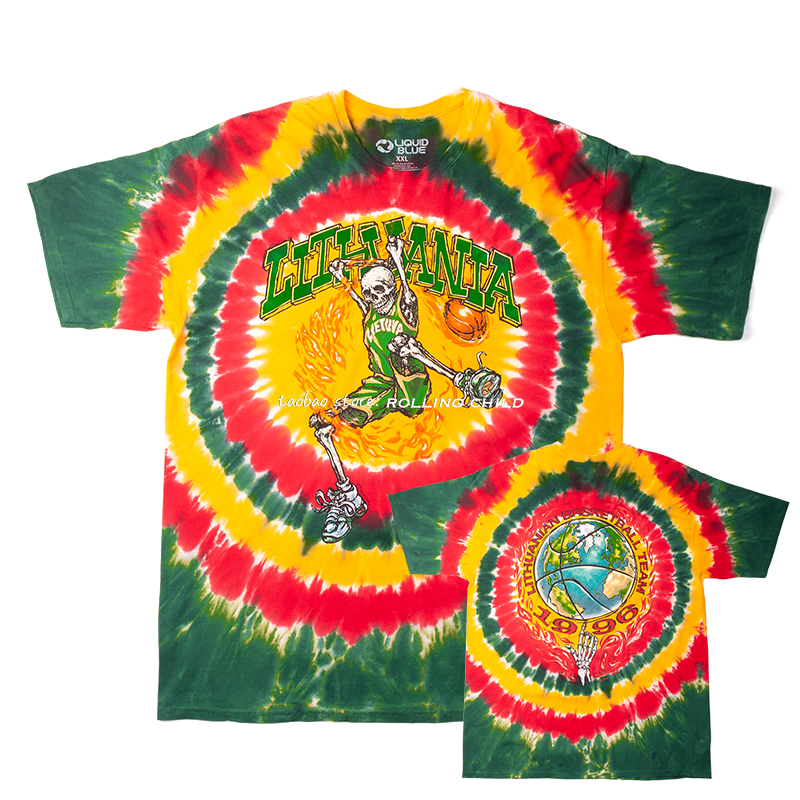 正版grateful dead感恩而死乐队vintage摇滚短袖扎染t恤e官方现行