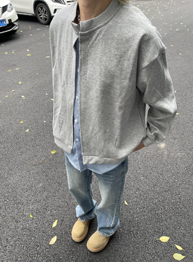 LEFT7 设计感套头卫衣男士拼接内里衬衫假两件潮流宽松上衣外套潮