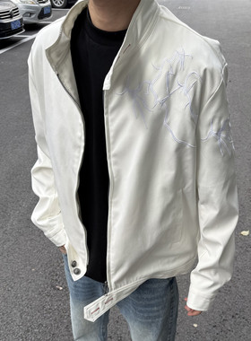 LEFT7 荆棘之花刺绣短款boxy夹克外套春秋美式立领哈灵顿休闲夹克