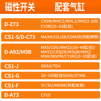 星辰气动气缸磁性开关线感应器D-Z73/C73/A93/CS1-J/S/F/G传感器