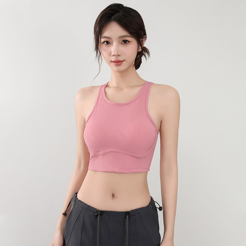 清仓处理高强度健身运动内衣女收副乳防震镂空美背螺纹背心式bra