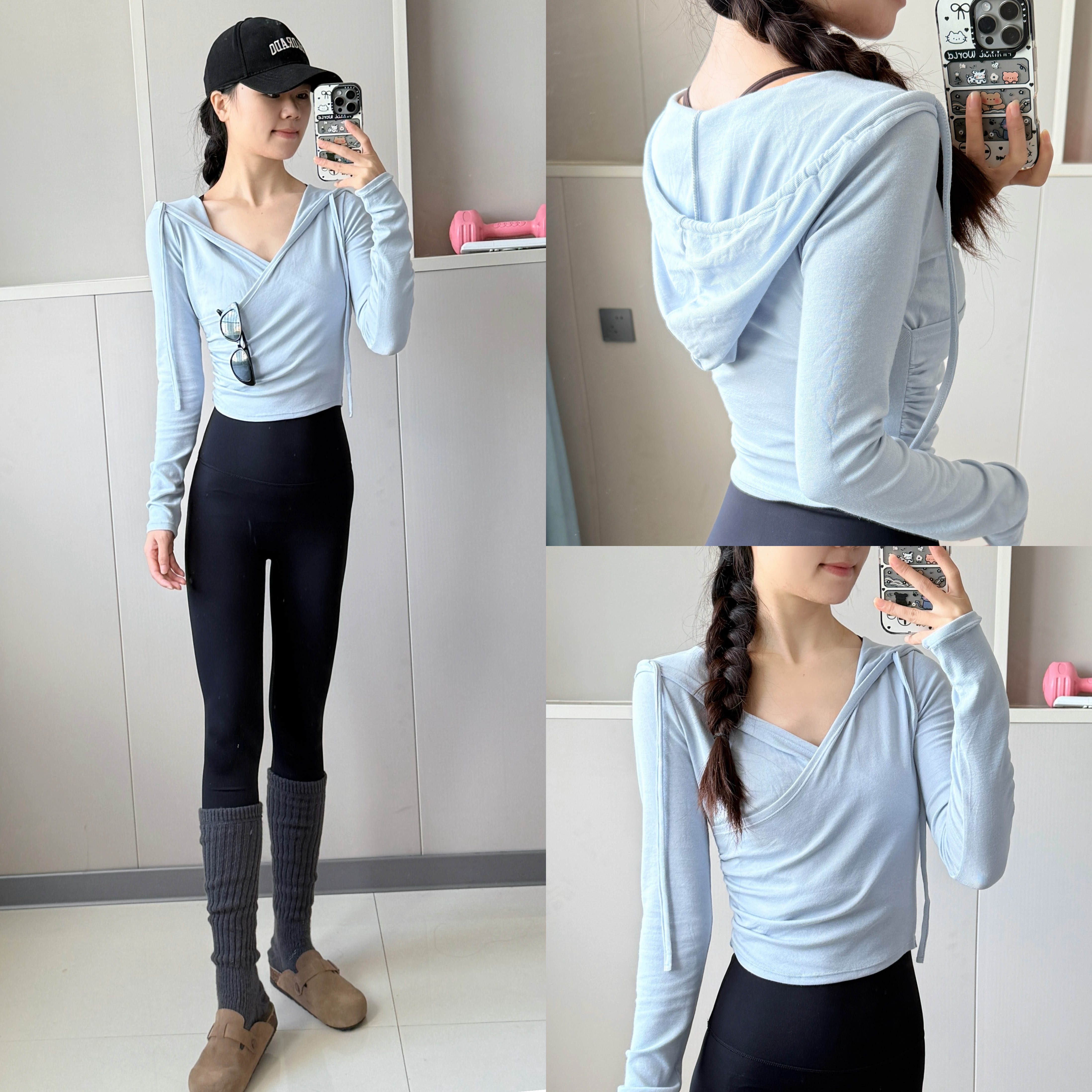 连帽瑜伽服女速干显瘦外穿休闲跑步普拉提运动长袖训练绝美健身衣