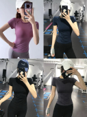 新品 上衣紧身衣弹力速干透气t恤专业普拉提健身跑步 瑜伽服女短袖