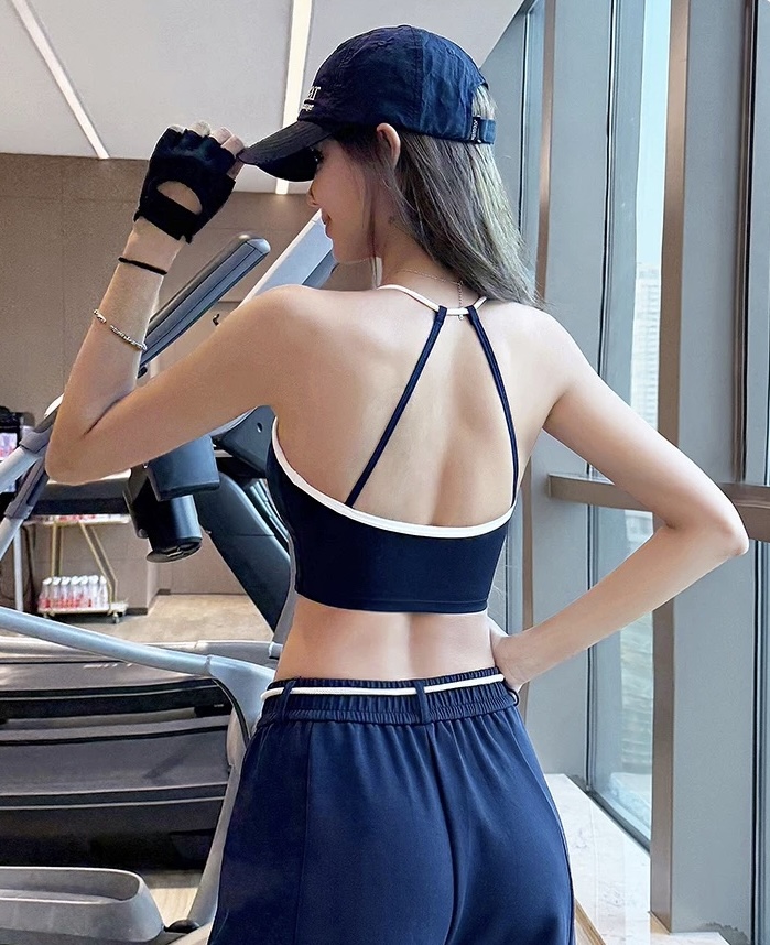 洋白菜固定杯瑜伽背心女美背细肩带运动内衣防震聚拢健身服文胸