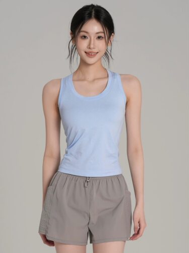 运动工字背心健身瑜伽服女修身训练弹力无袖速干衣普拉提T恤外穿