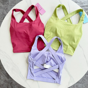 运动U型无痕裸感背心防震聚拢健身文胸外穿性感美背跑步瑜伽内衣