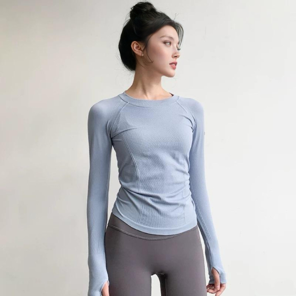 洋白菜瑜伽服上衣女圆领紧身运动长袖跑步速干普拉提训练健身服,运动服/休闲服装,健身衣,淘宝优惠券,粉丝福利购,淘宝优惠卷