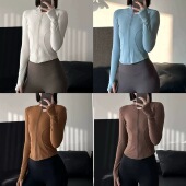 加绒立领瑜伽服女紧身显瘦收腰运动上衣跑步训练普拉提健身外套