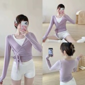 lu家轻薄性感绑带交叉上衣透气瑜伽T恤罩衫 瑜伽普拉提 健身服长袖