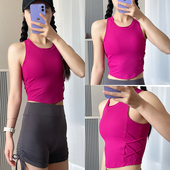 带胸垫瑜伽服女上衣一体无袖 运动背心普拉提训练服健身服春夏外穿