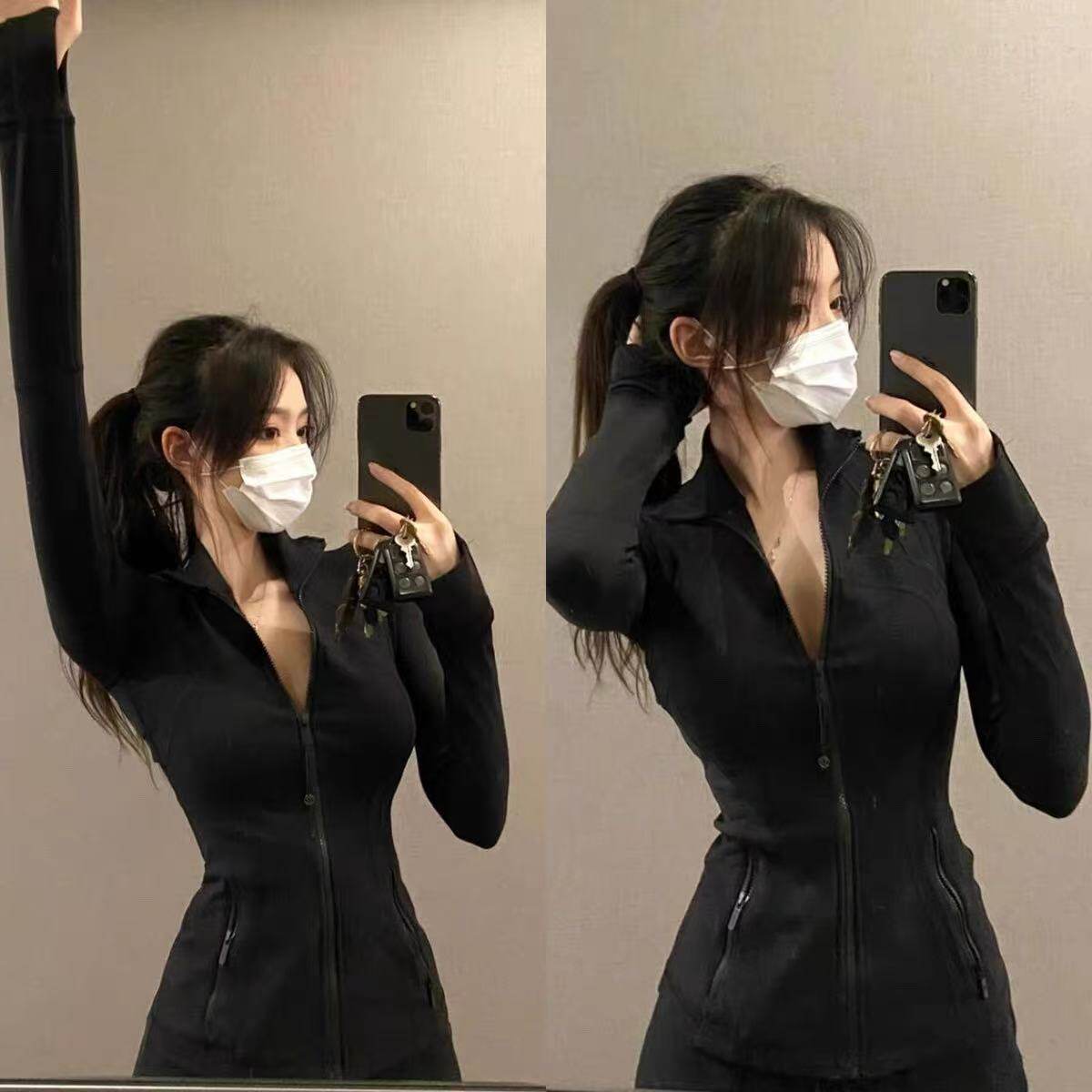 大牌连帽运动外套女跑步健身服户外休闲上衣透气弹力瑜伽训练长袖