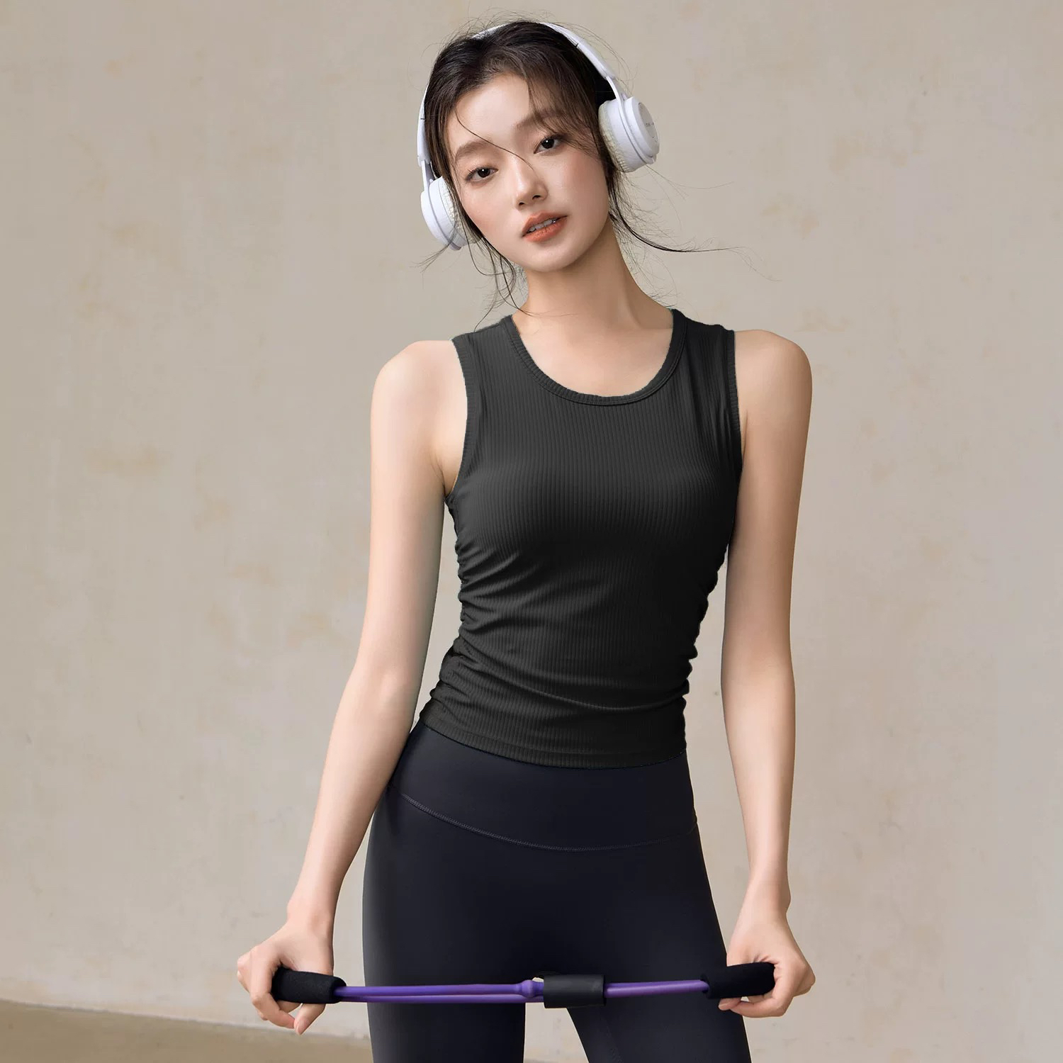 新品罗纹高级感运动上衣 修身显瘦无袖瑜伽背心普拉提健身训练女