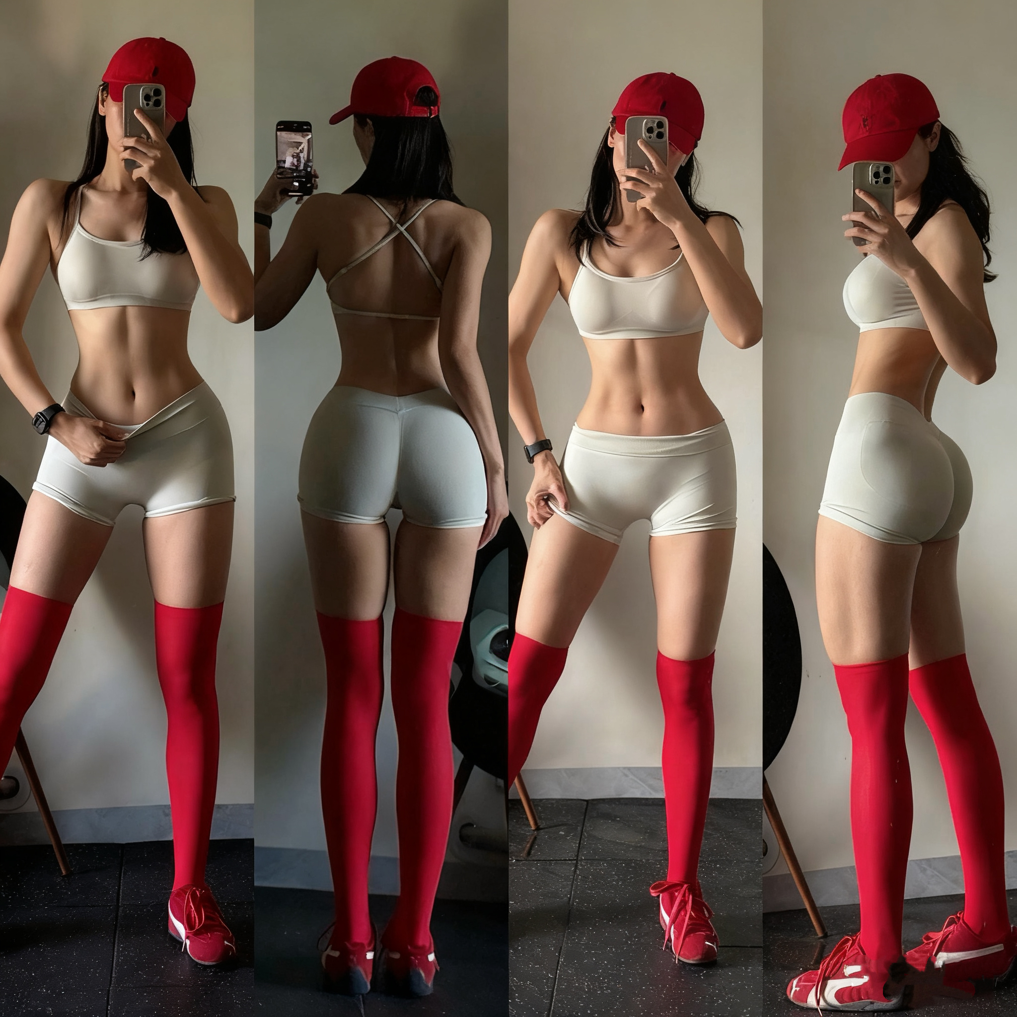 【臀王】后V中高腰显臀健身防震内衣运动文胸瑜伽三分短裤女套装