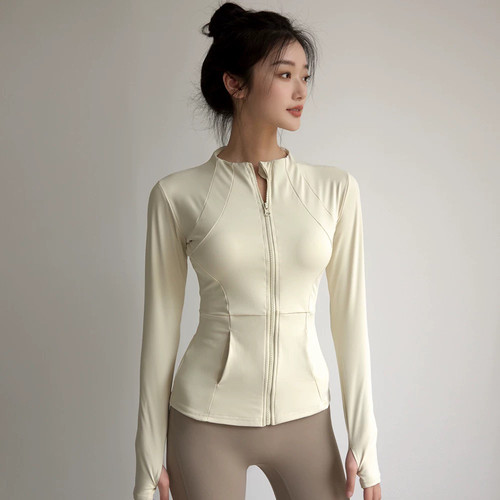 清仓运动健身衣女显瘦修身速干瑜伽服跑步训练长袖上衣拉链外套