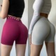 撸铁瑜伽裤 欧美后V腰健身短裤 透气显臀运动蜜桃臀训练三分裤 高腰
