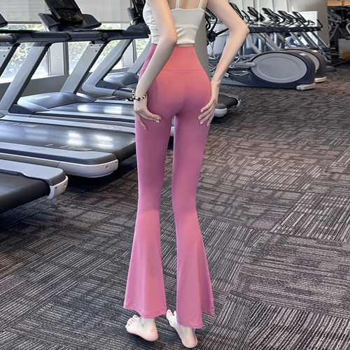 新品微喇瑜伽裤女高腰提臀健身跑步普拉提健美运动长裤喇叭裤外穿