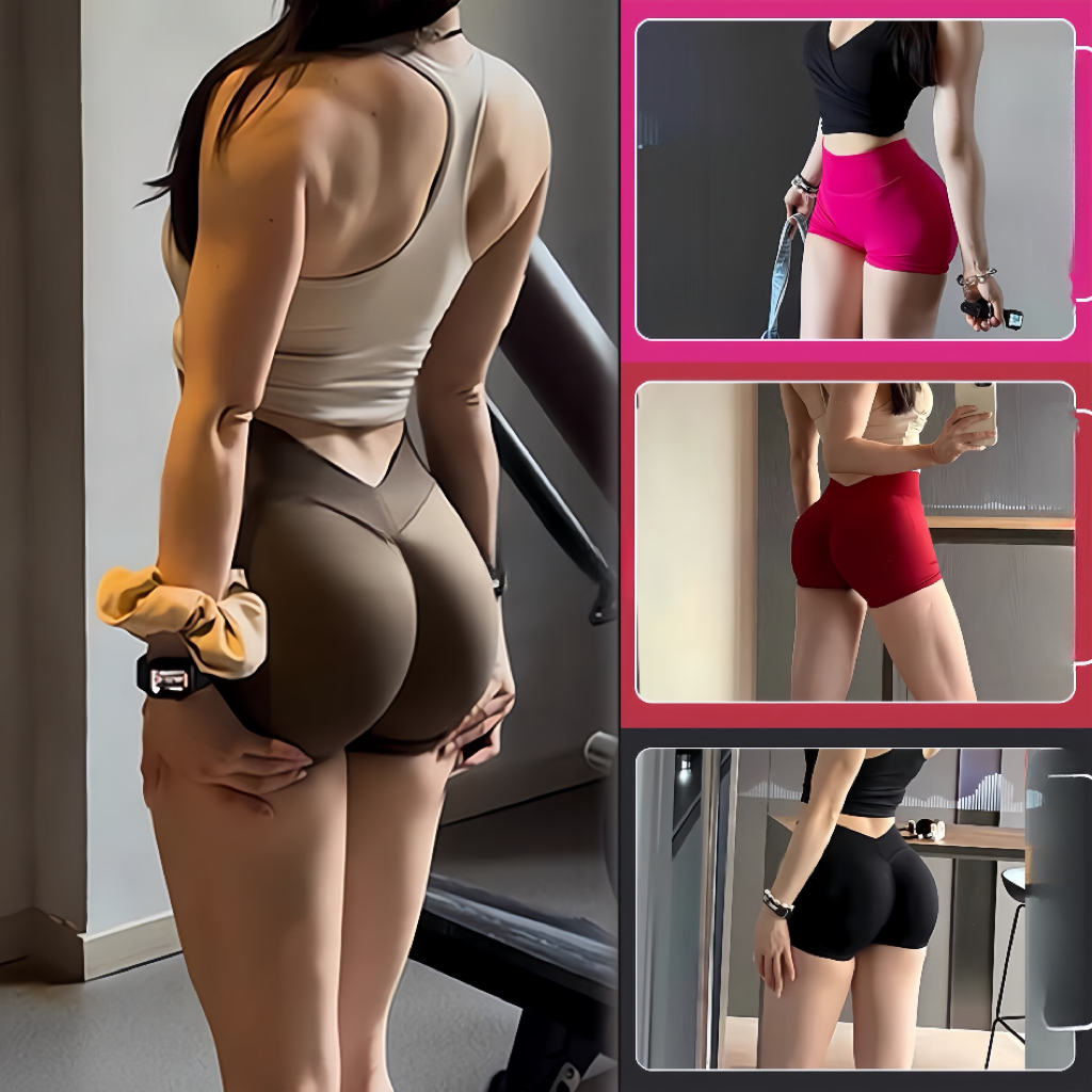 【臀王系列】新升级中腰提臀瑜伽V腰收腰性感训练三分短裤蜜桃裤