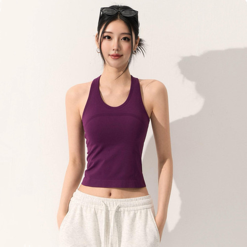 洋白菜带胸垫运动背心防震速干跑步内衣弹力工字吊带瑜伽服上衣