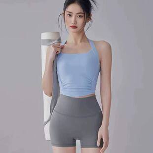 高颜值一体式运动内衣防震聚拢外穿跑步文胸美背挂脖瑜伽背心新