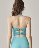 洋白菜运动内衣女带胸垫挂脖交叉瑜伽美背跑步防震聚拢健身文胸