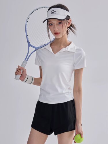 洋白菜polo衫瑜伽服短袖女速干跑步训练健身T恤羽毛球运动上衣新